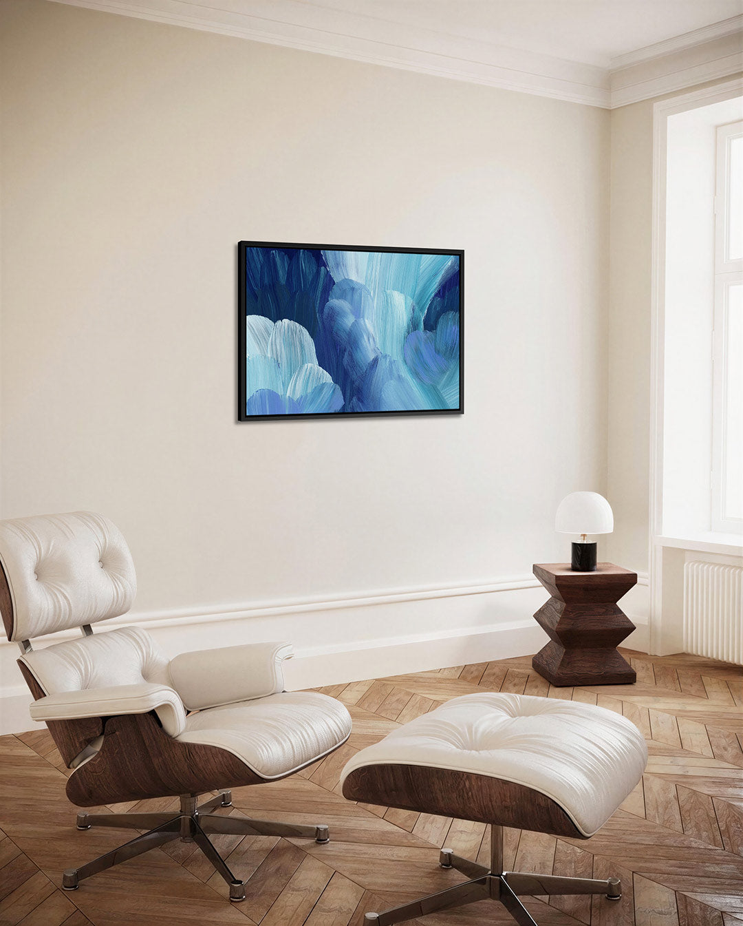 Dynamische blauwtinten – Beweging – alternatieve weergave van het kunstwerk