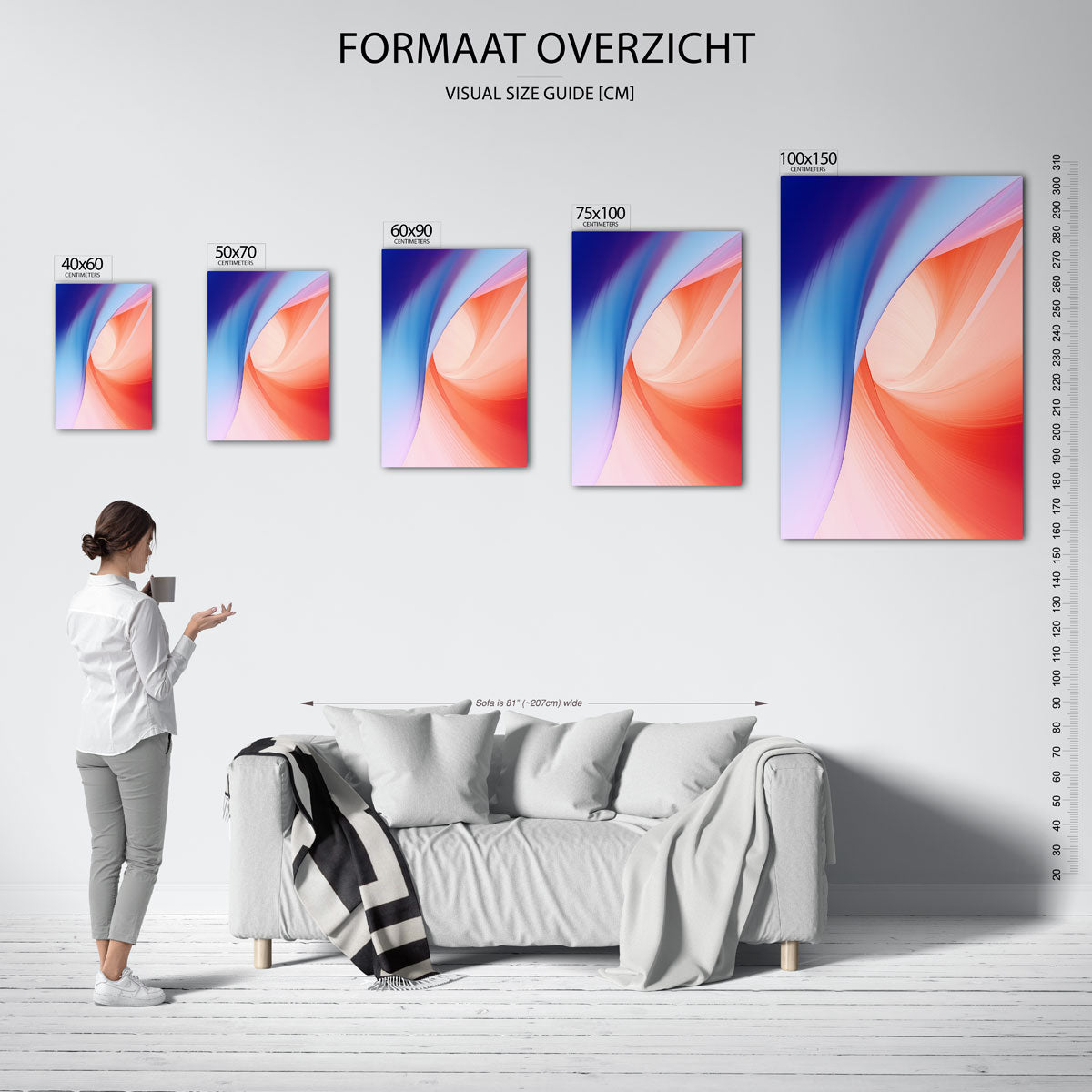 Vloeiende kleuren – Werk – moderne staande wandkunst