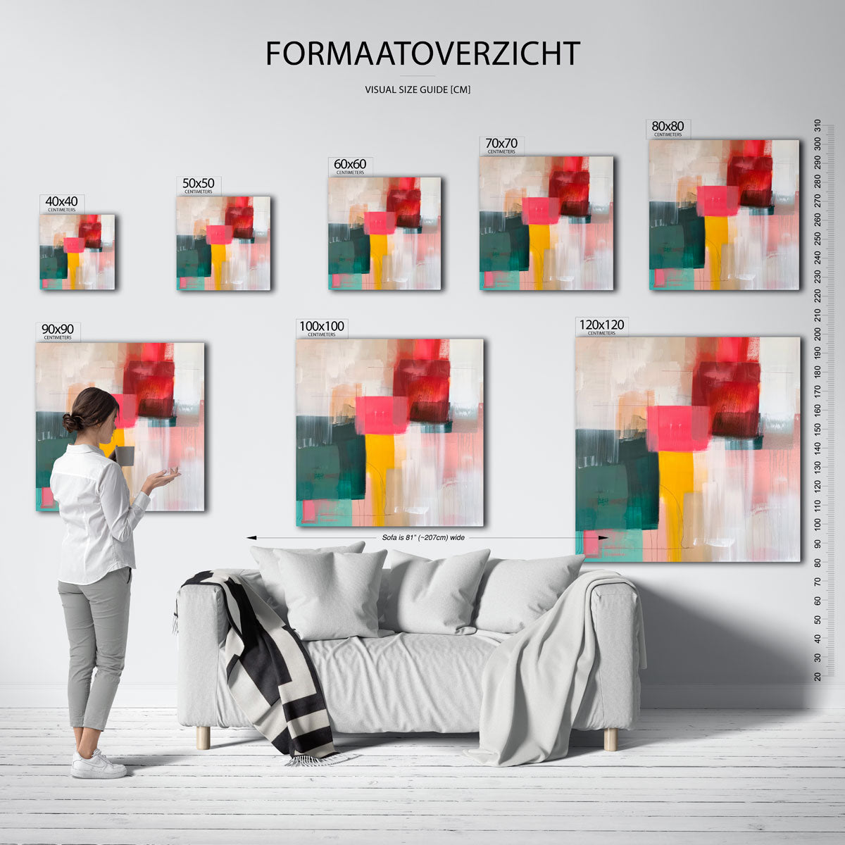 Abstracte vormen – vierkante muurposter met kleurrijke illustratie