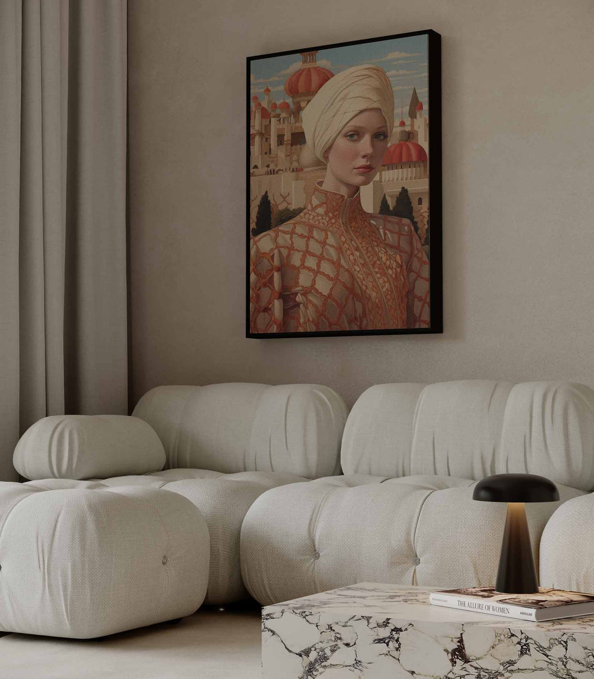 Oosters Elegantie Portret – dibond wanddecoratie in staand formaat