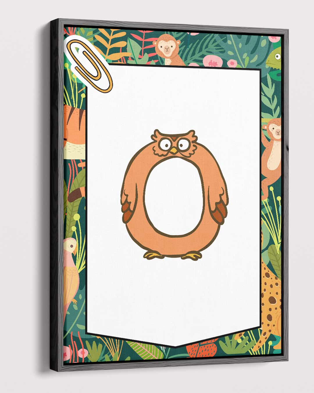 Speelse Oranje Uil Illustratie – plexiglas wanddecoratie in portret formaat