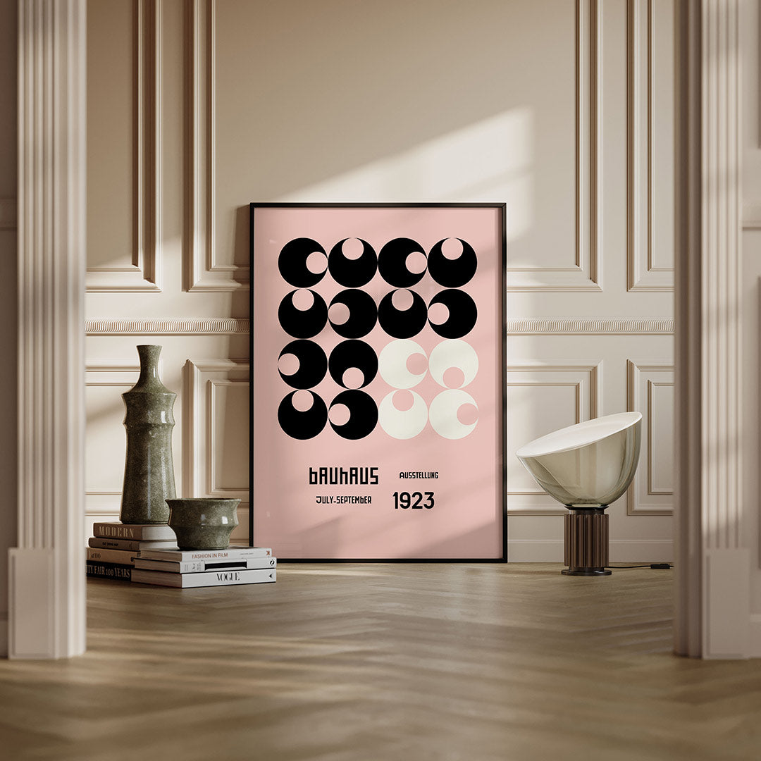 Cirkelpatroon en tekst – moderne Bauhaus wandkunst als poster