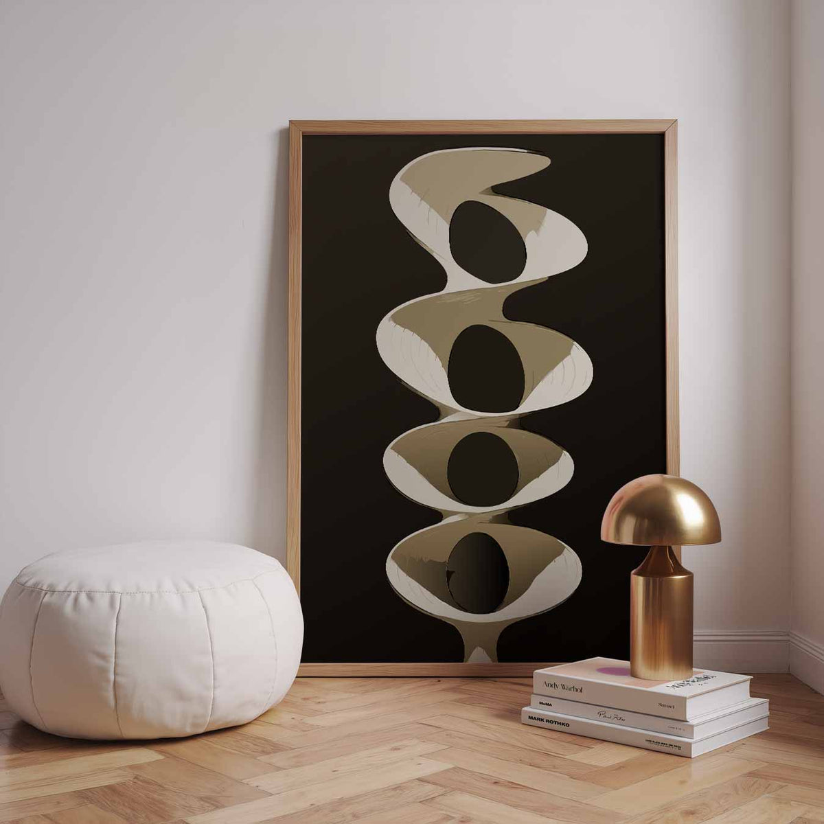 Abstracte Sculptuur in Bruintinten – staande kleurrijke abstracte wanddecoratie van WallArtistic