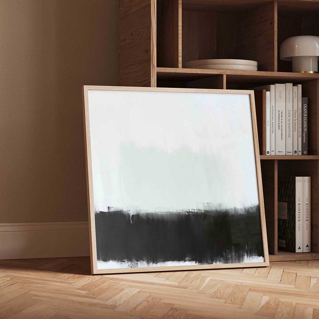Abstracte zwart wit – moderne wandkunst met kleur en vormen als poster