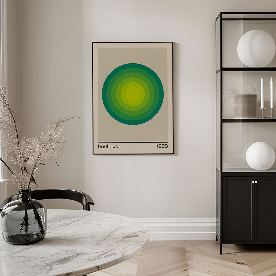 Cirkelvormen en kleur – geometrische Bauhaus poster in staand formaat