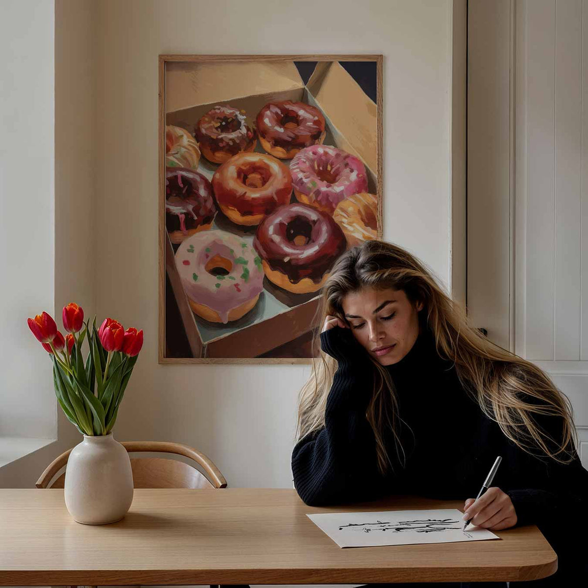 Kleurrijke Donut Traktatie – keuken portret poster, afbeelding 7