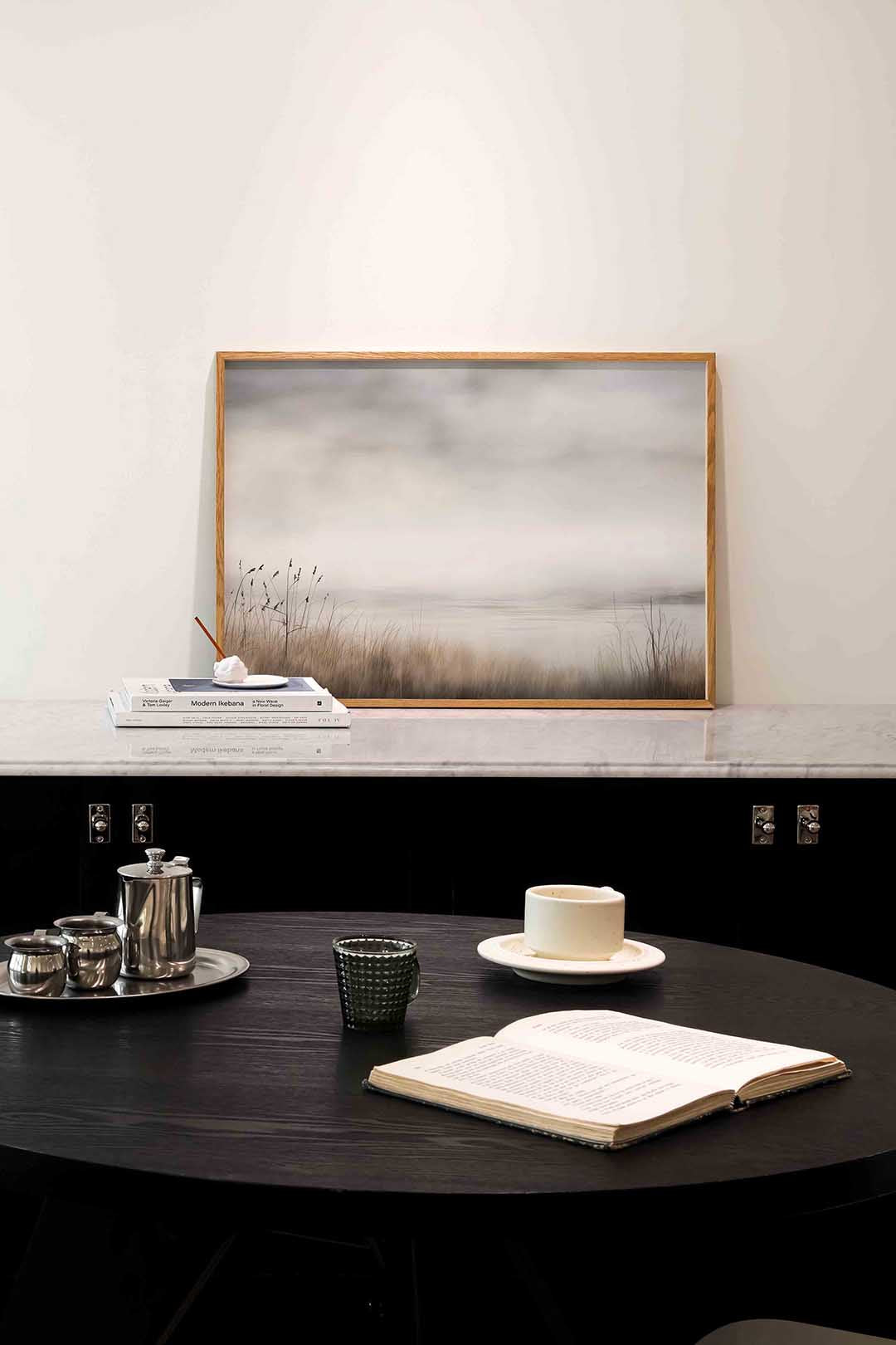 Mistige oever – abstracte poster in liggend formaat