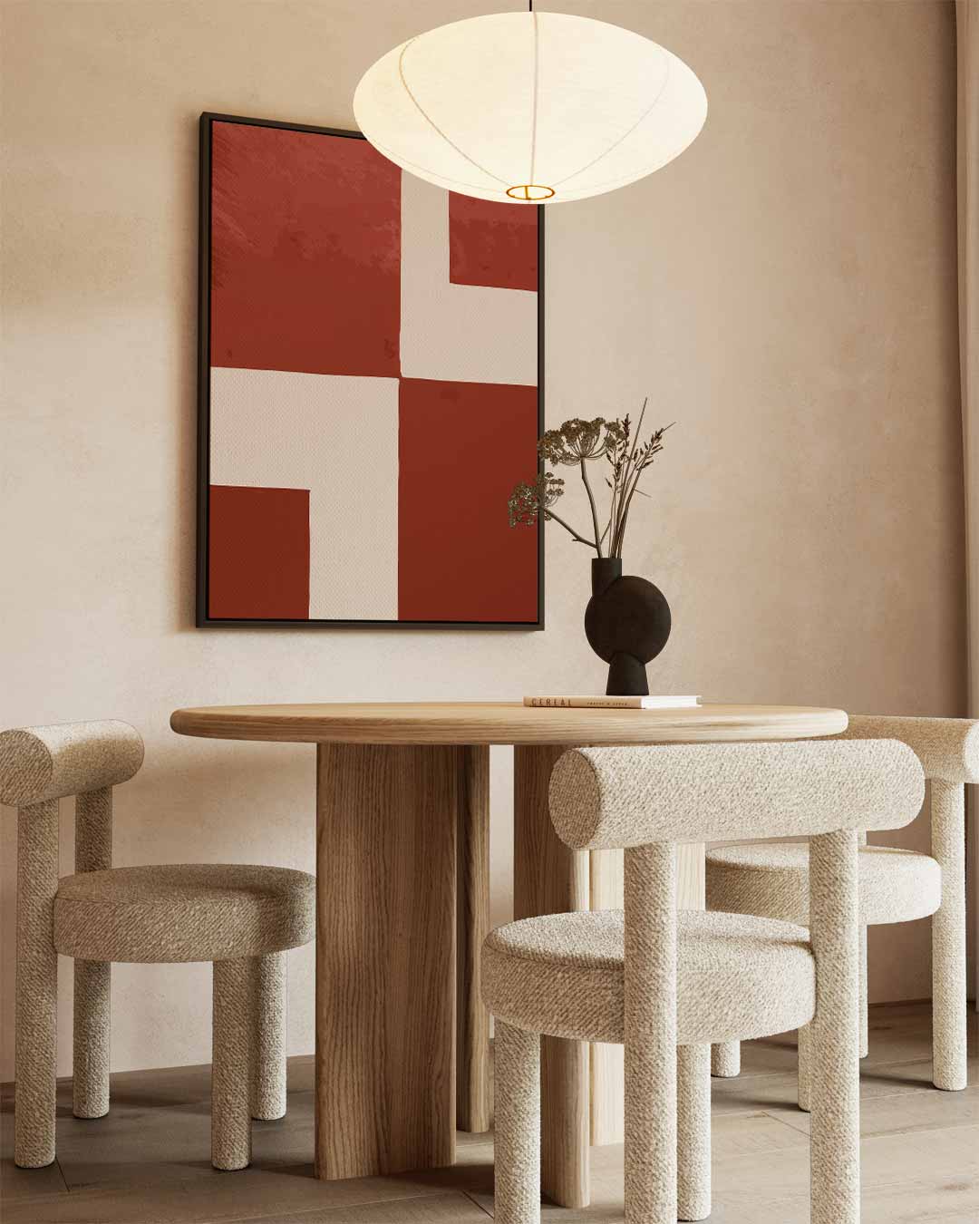 Abstract Rood-Blok Kunstwerk – kunstwerk met zwarte baklijst