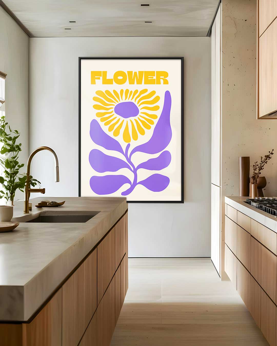 Vrolijke Bloem Illustratie – plexiglas wanddecoratie in portret formaat