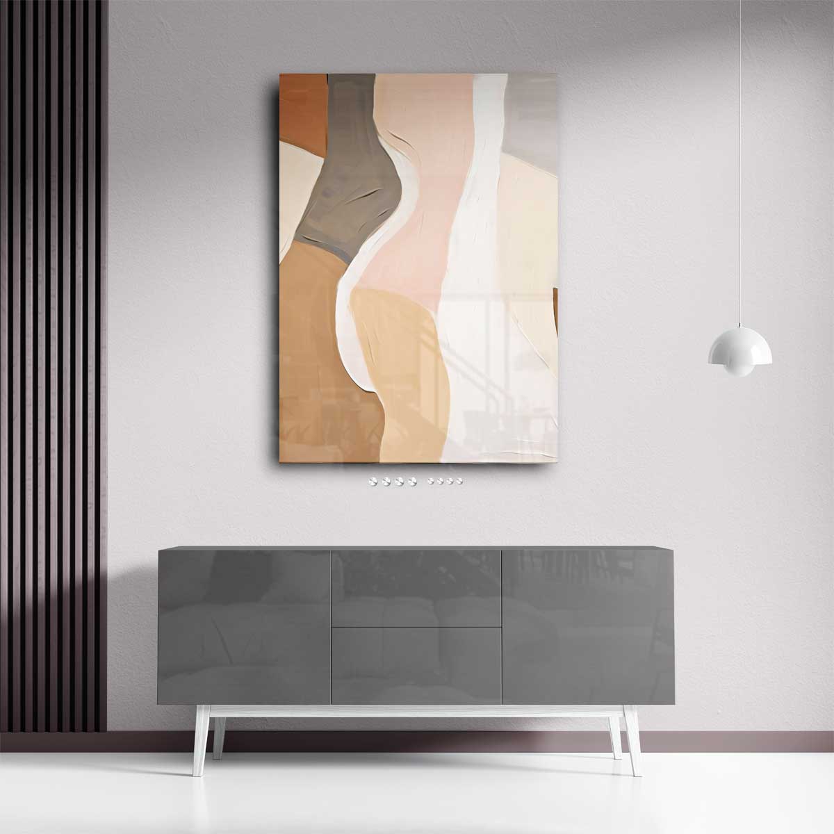 Abstracte Vormen in Zachte Tinten – plexiglas wanddecoratie in portret formaat