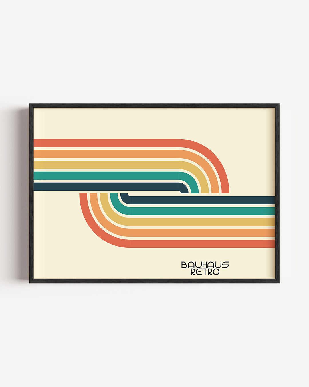 Kleurrijke lijnen – liggende Bauhaus poster als wanddecoratie