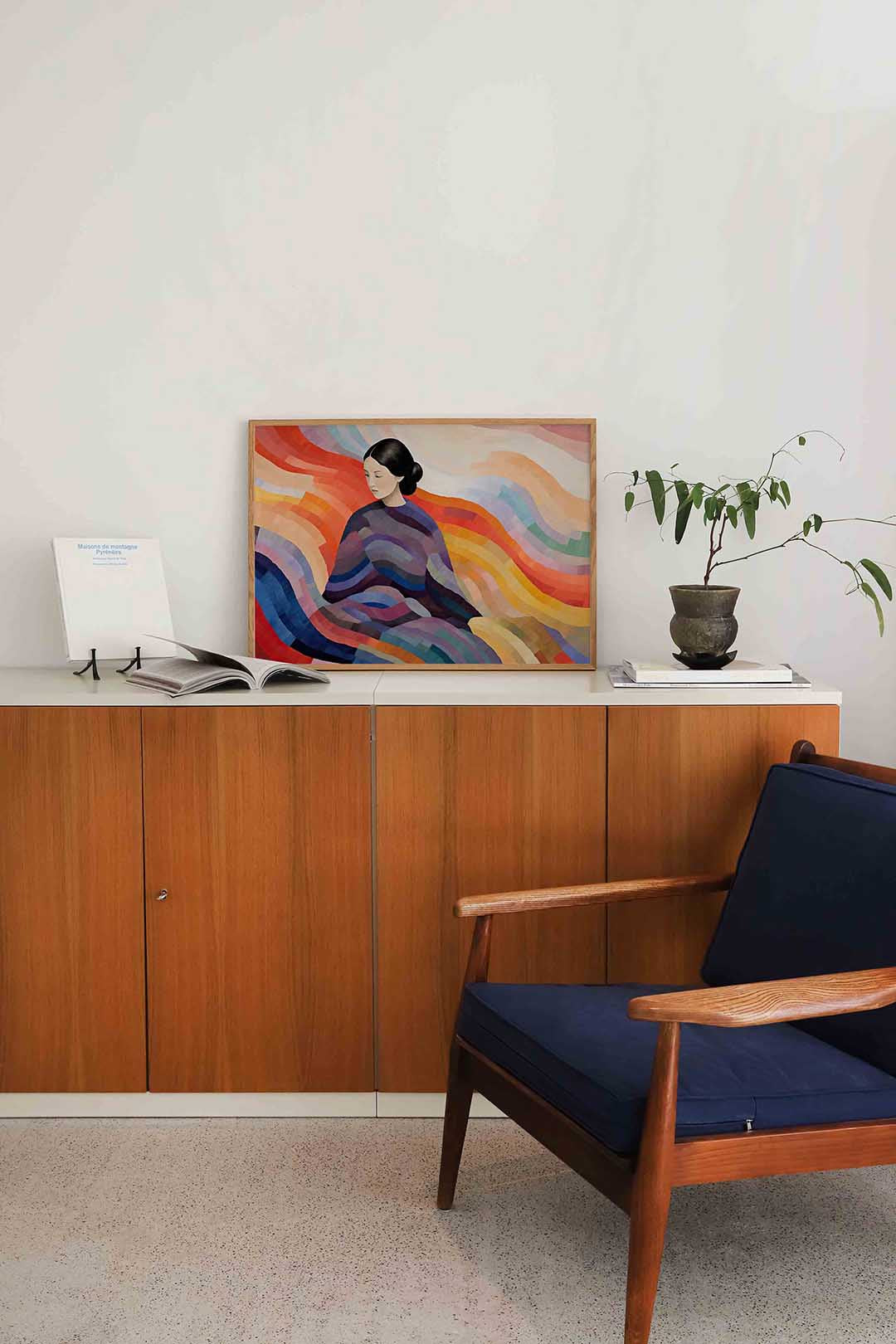 Vrouw met kleurrijke golven – moderne landscape wanddecoratie van WallArtistic