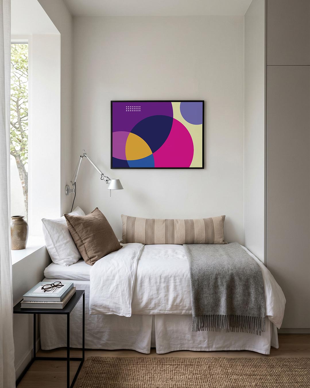 Cirkelvormen en kleur – moderne Bauhaus wandkunst als poster