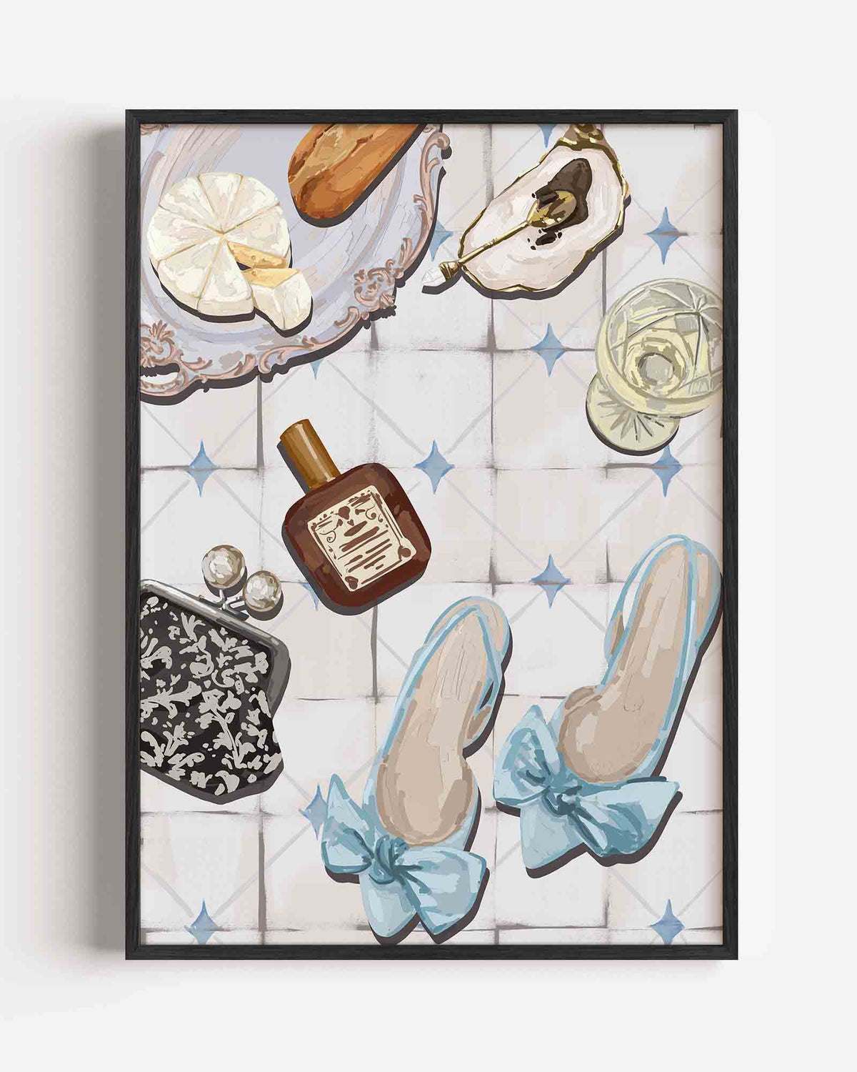Stilleven met schoenen en accessoires – keuken portret poster als wanddecoratie