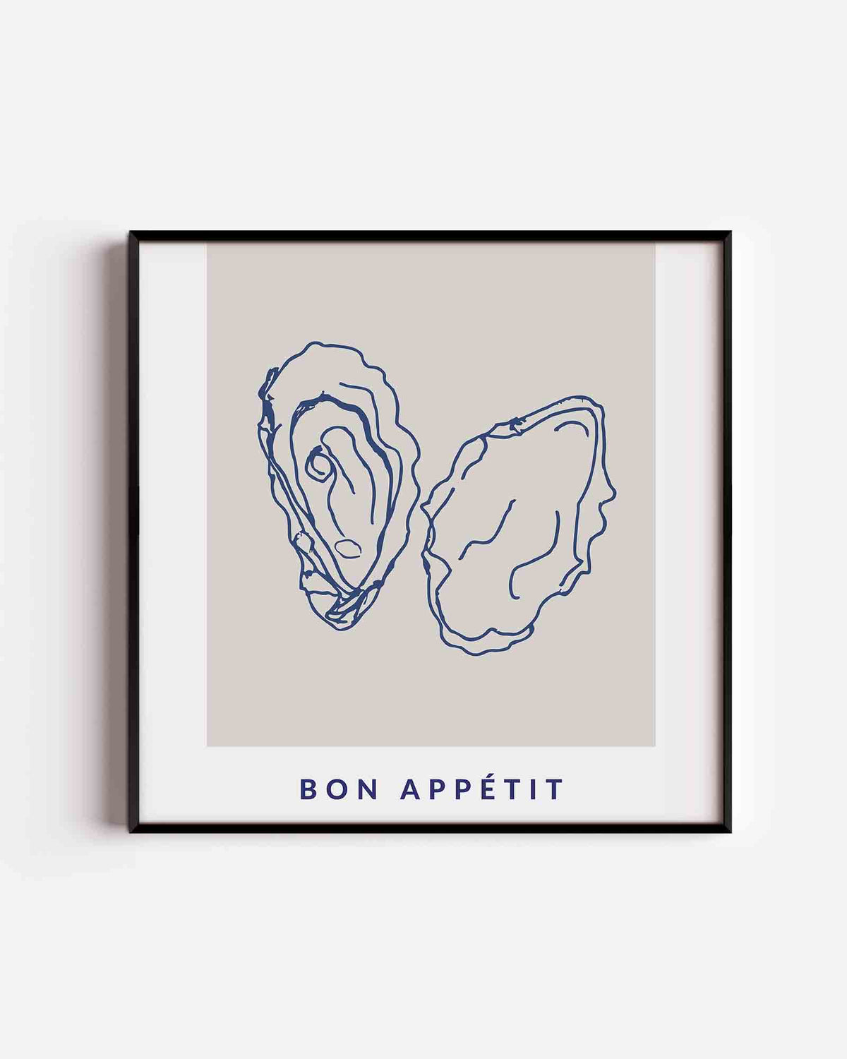 Oesters bon appétit – keuken vierkante poster als wanddecoratie
