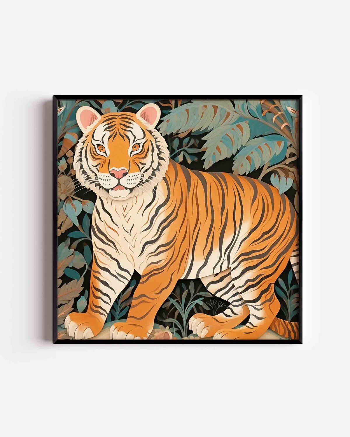 Tijger in jungle – vierkante dierenposter als wanddecoratie