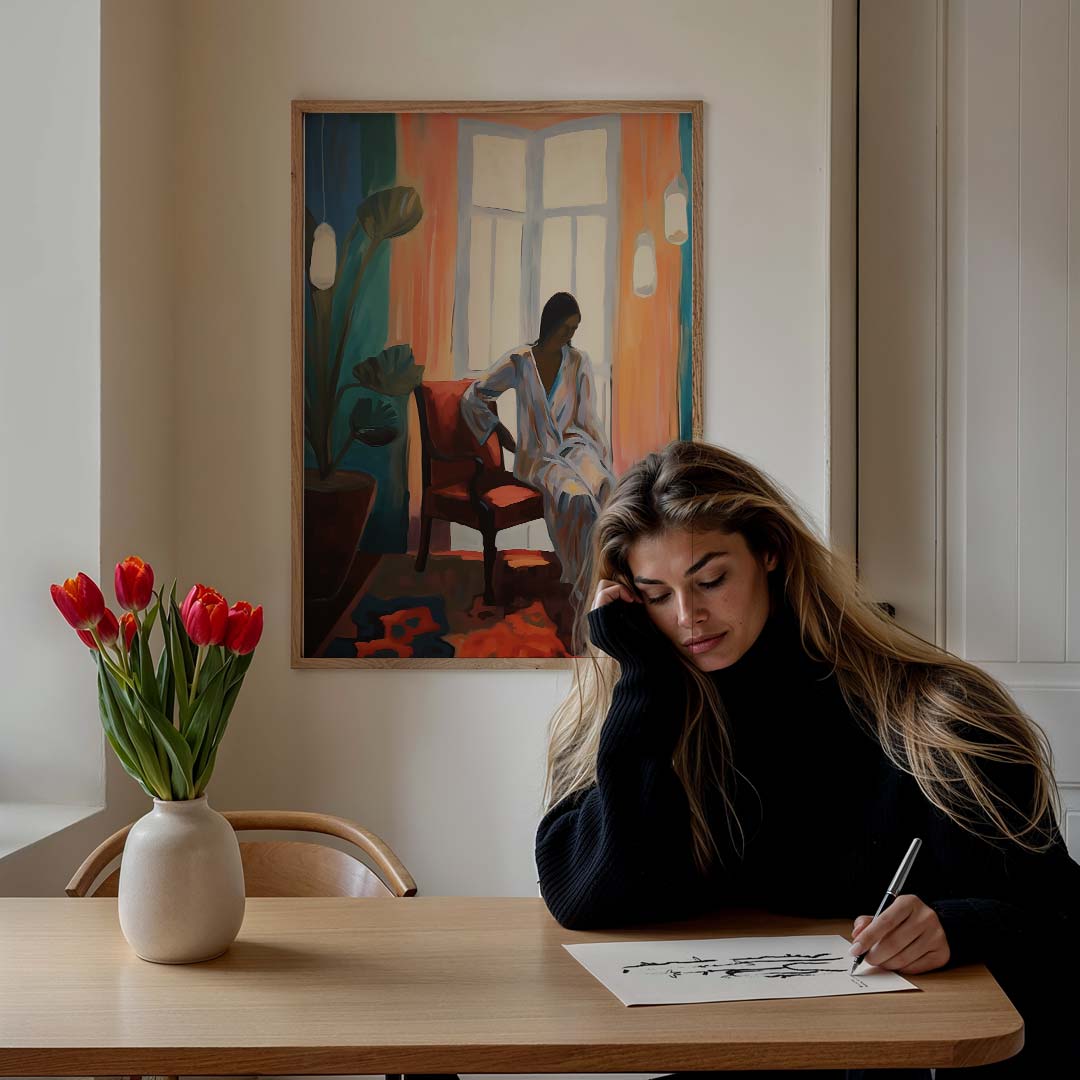 Verfijnde Stille Momenten – staande vrouwelijke wanddecoratie van WallArtistic