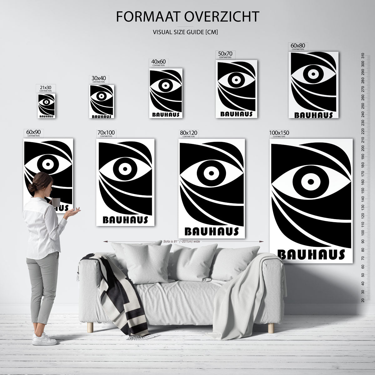 Oogvorm en lijnen – geometrische poster in Bauhaus-stijl van WallArtistic