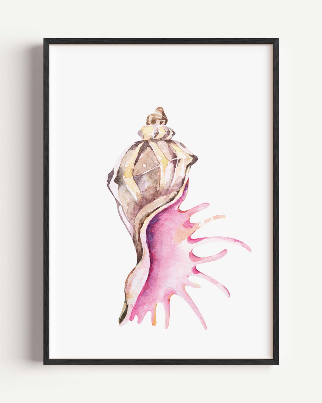 Strand Schelp Aquarel – dieren portret poster als wanddecoratie