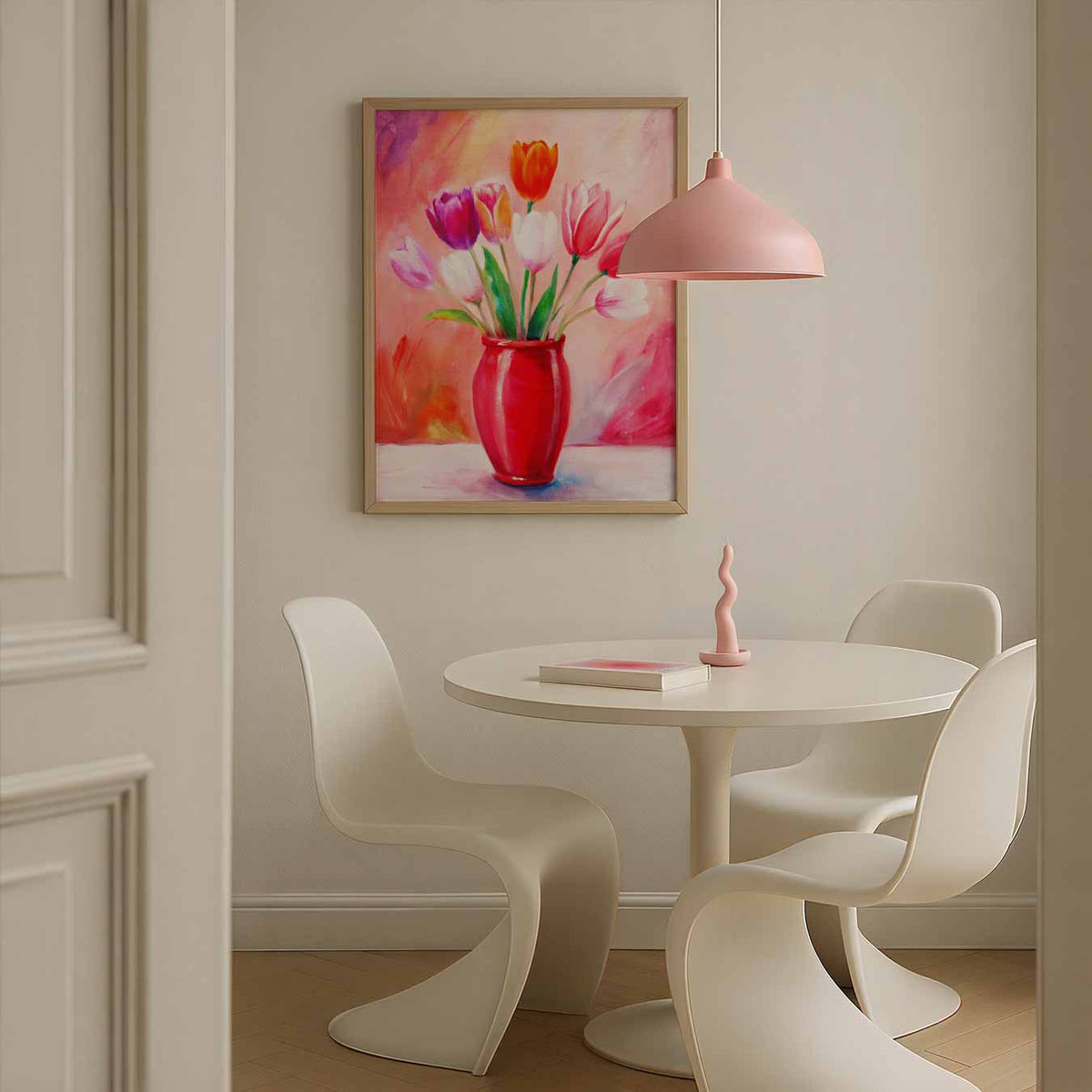 Vrolijke Tulpenvaas – bloemen poster in staand formaat