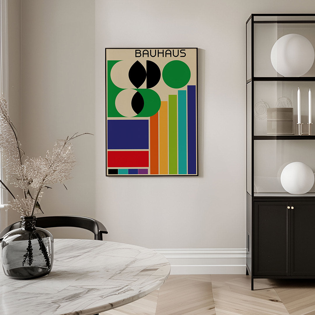 Vormen en vlakkenspel – geometrische Bauhaus poster in staand formaat