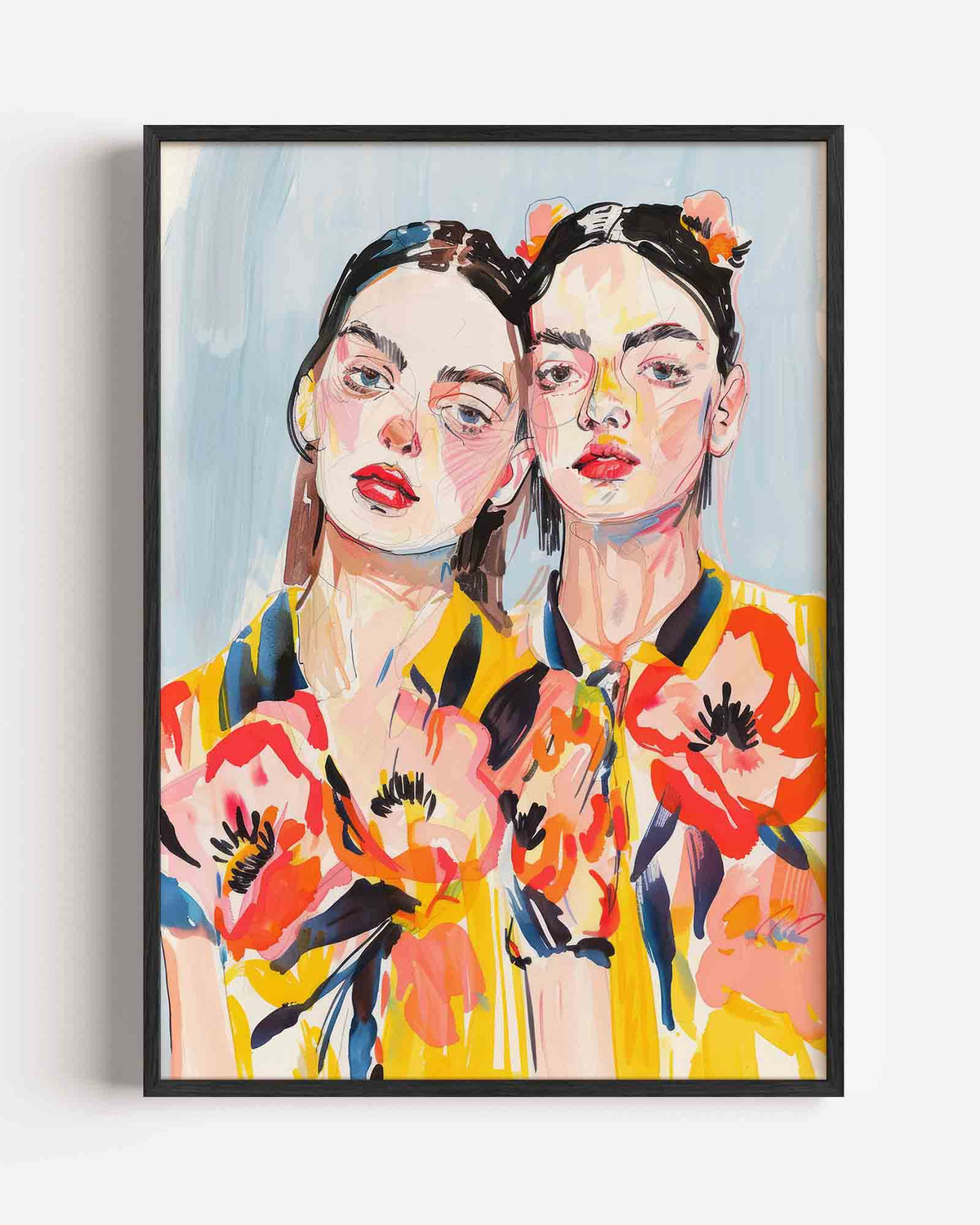 Twee vrouwen met bloemen – vrouwelijk portret als staande poster
