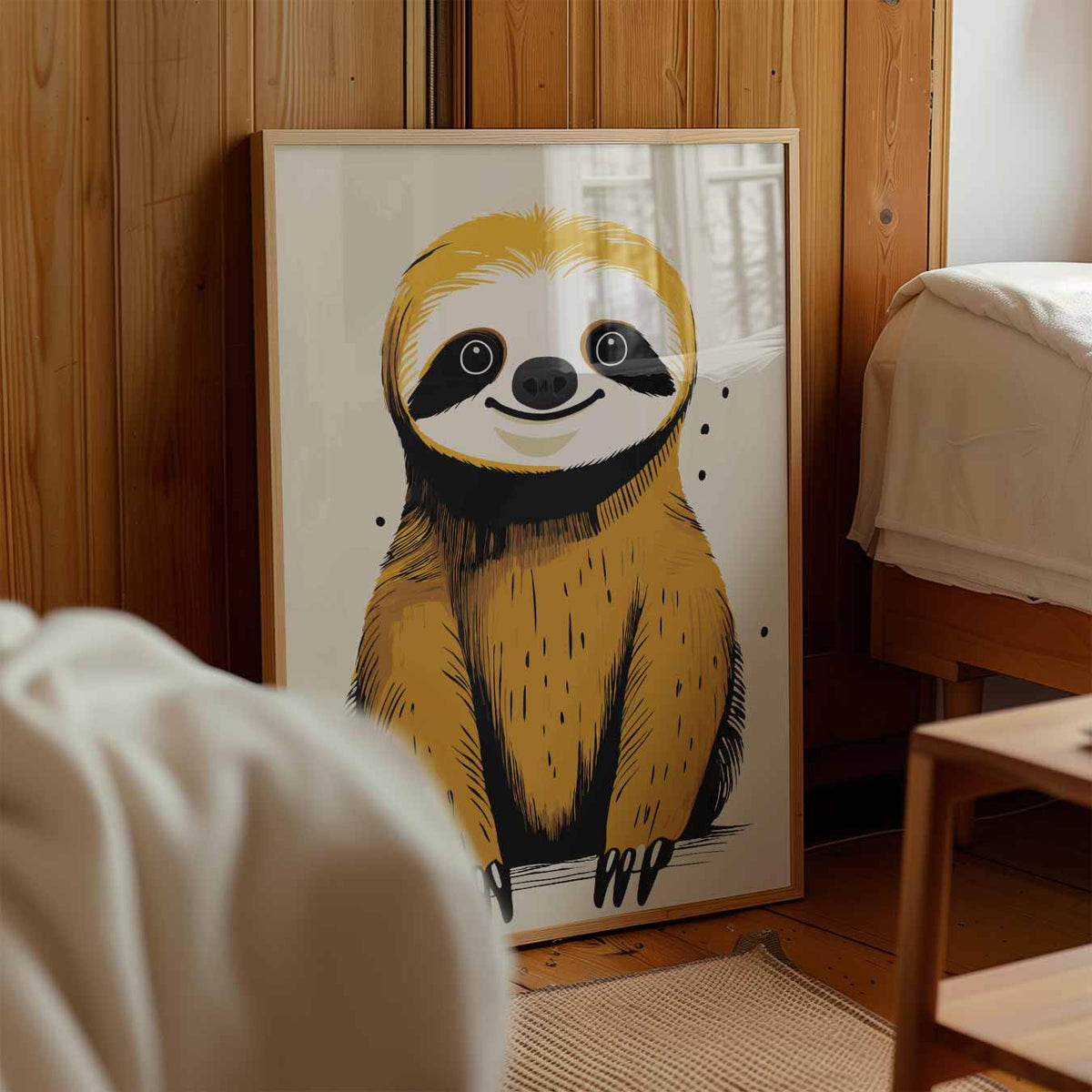 Schattige Luiaard Illustratie – kinderposter in staand formaat