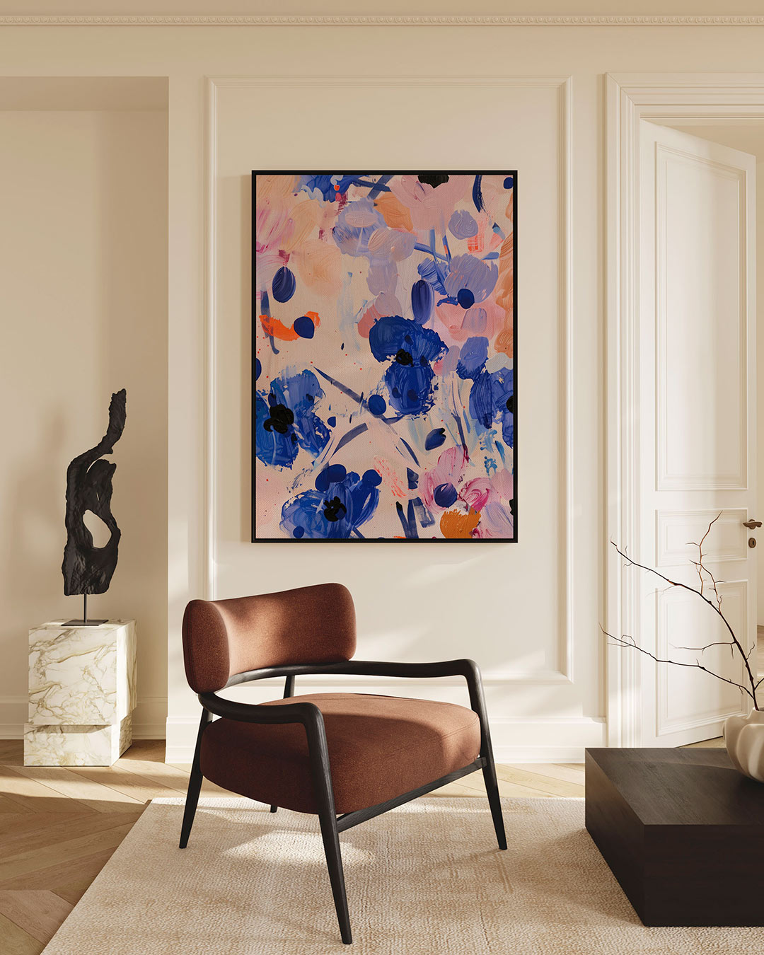 Kleurrijke bloemenvormen – staand wanddecoratie kunstwerk
