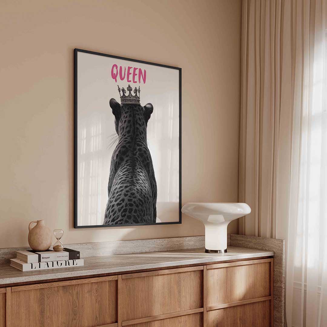 Panter met kroon – kleurrijke Pop Art poster in staand formaat