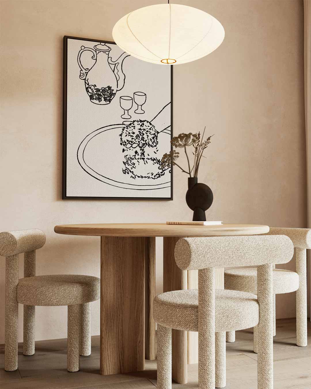 Vintage Stilleven Illustratie – staand kunstwerk voor modern interieur