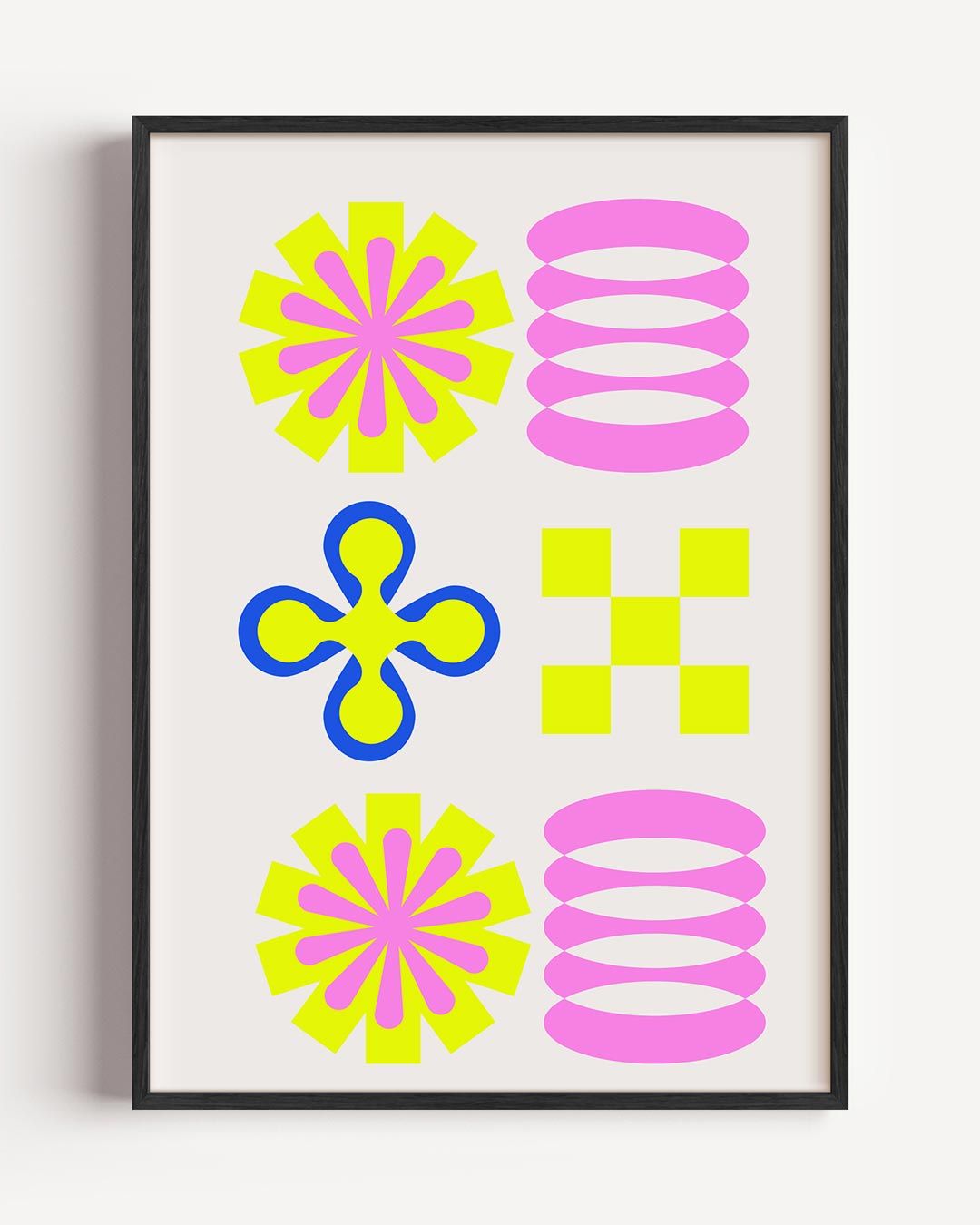 Retro Bloemenmix – kleurrijke abstracte portret poster als wanddecoratie