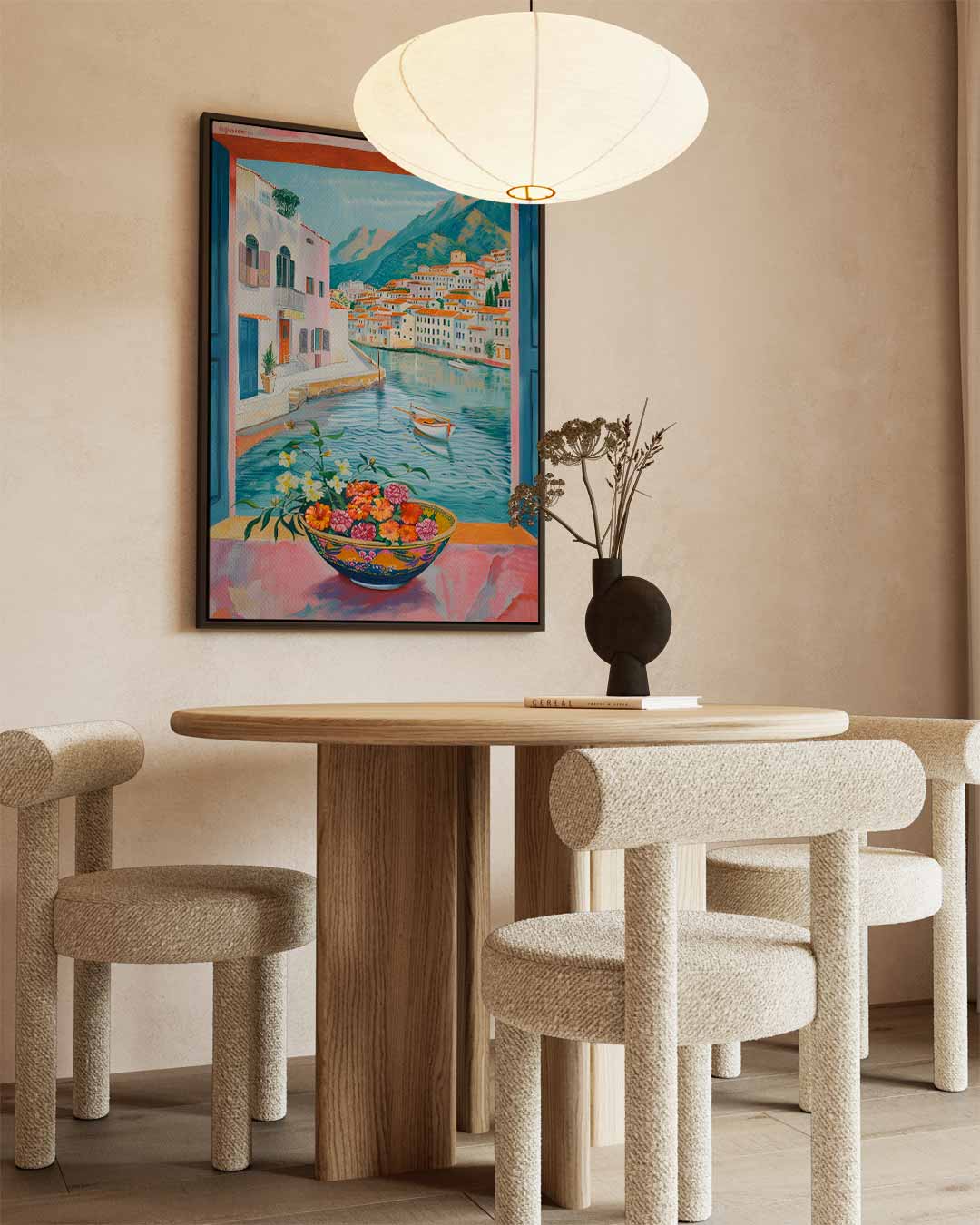 Uitzicht op een Mediterraan Dorp – modern portret kunstwerk van WallArtistic