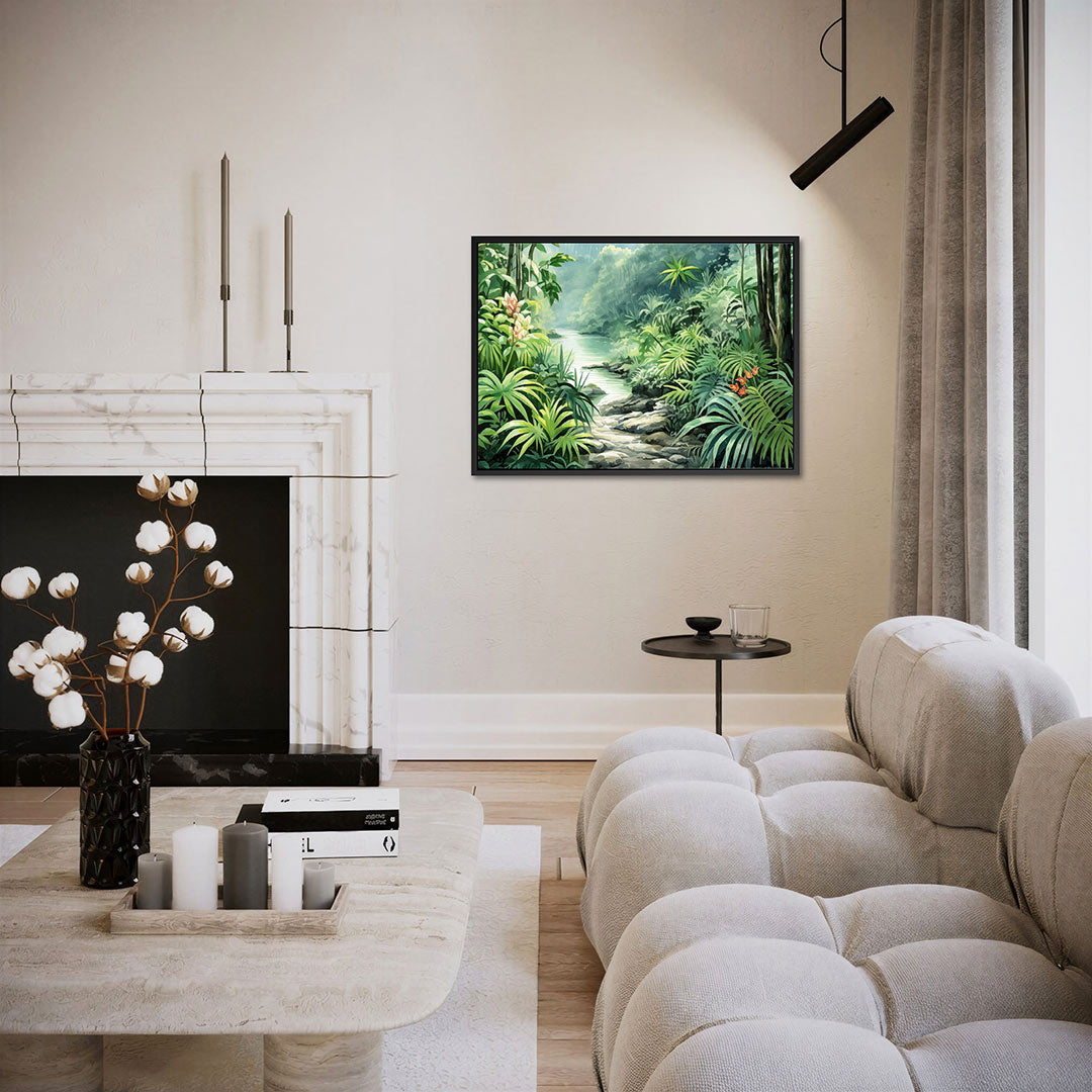 Tropisch boslandschap – liggende wanddecoratie