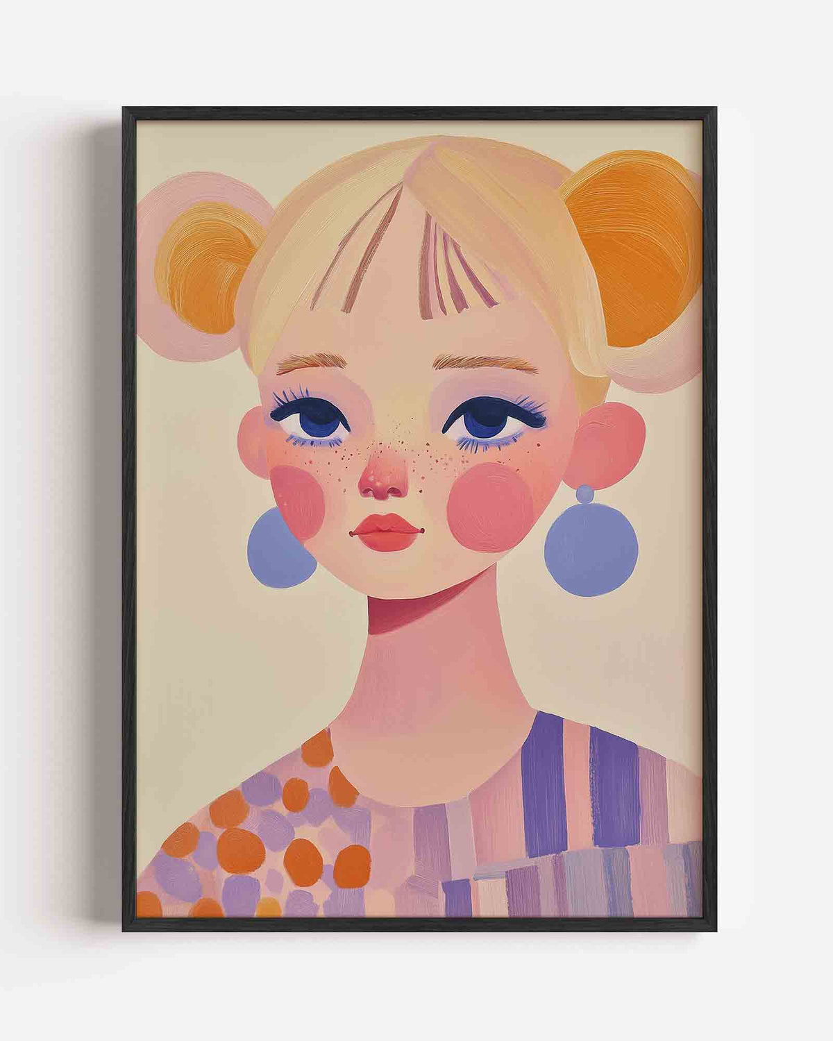 Meisje met kleurrijke accenten – moderne portret poster als wanddecoratie