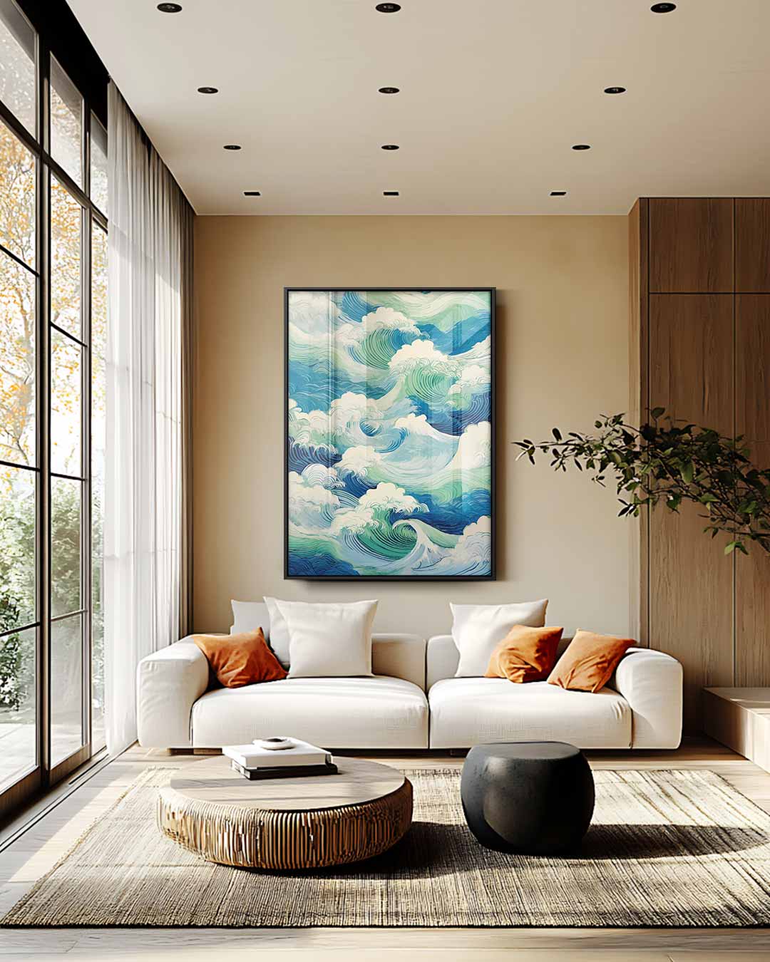 Woeste Zee Golven Kunstwerk – staande wandkunst voor woonkamer of interieur