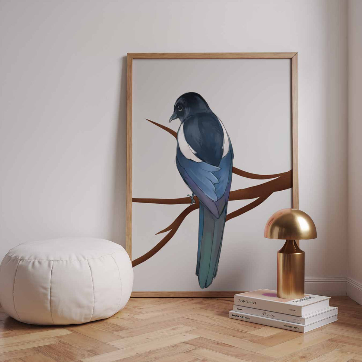 Elegante Prachtvogel op Tak – zomerse wandkunst als portret poster