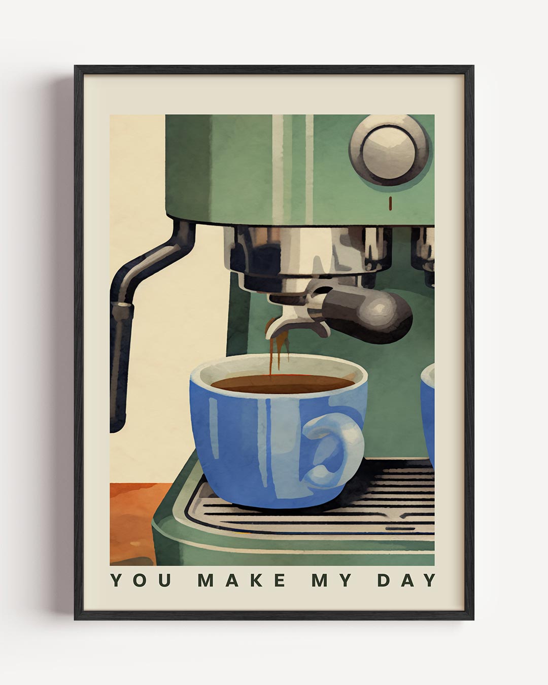 Start je dag koffiepracht – keuken portret poster als wanddecoratie