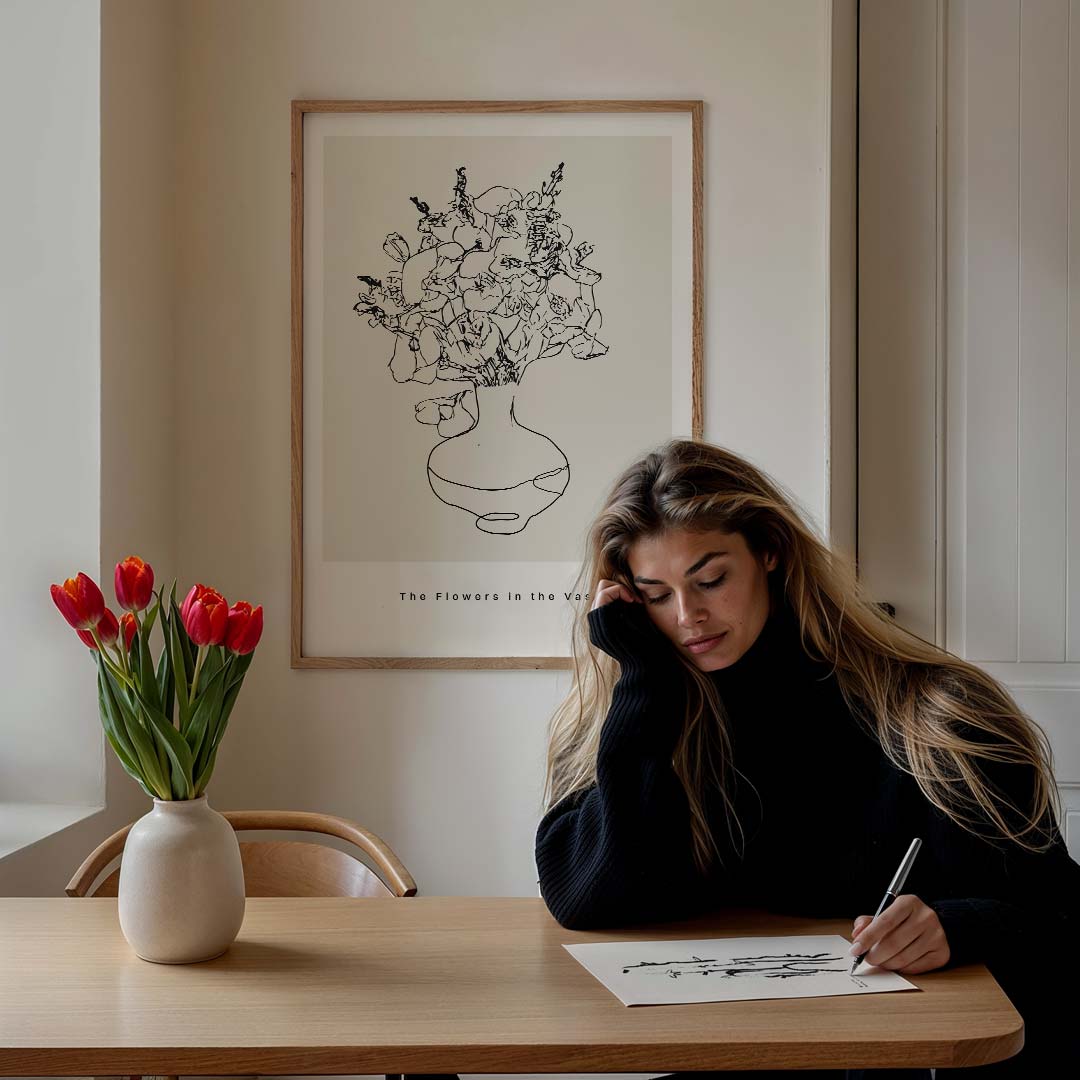 Minimalistische Bloemenposter – culinaire wandkunst als portret poster