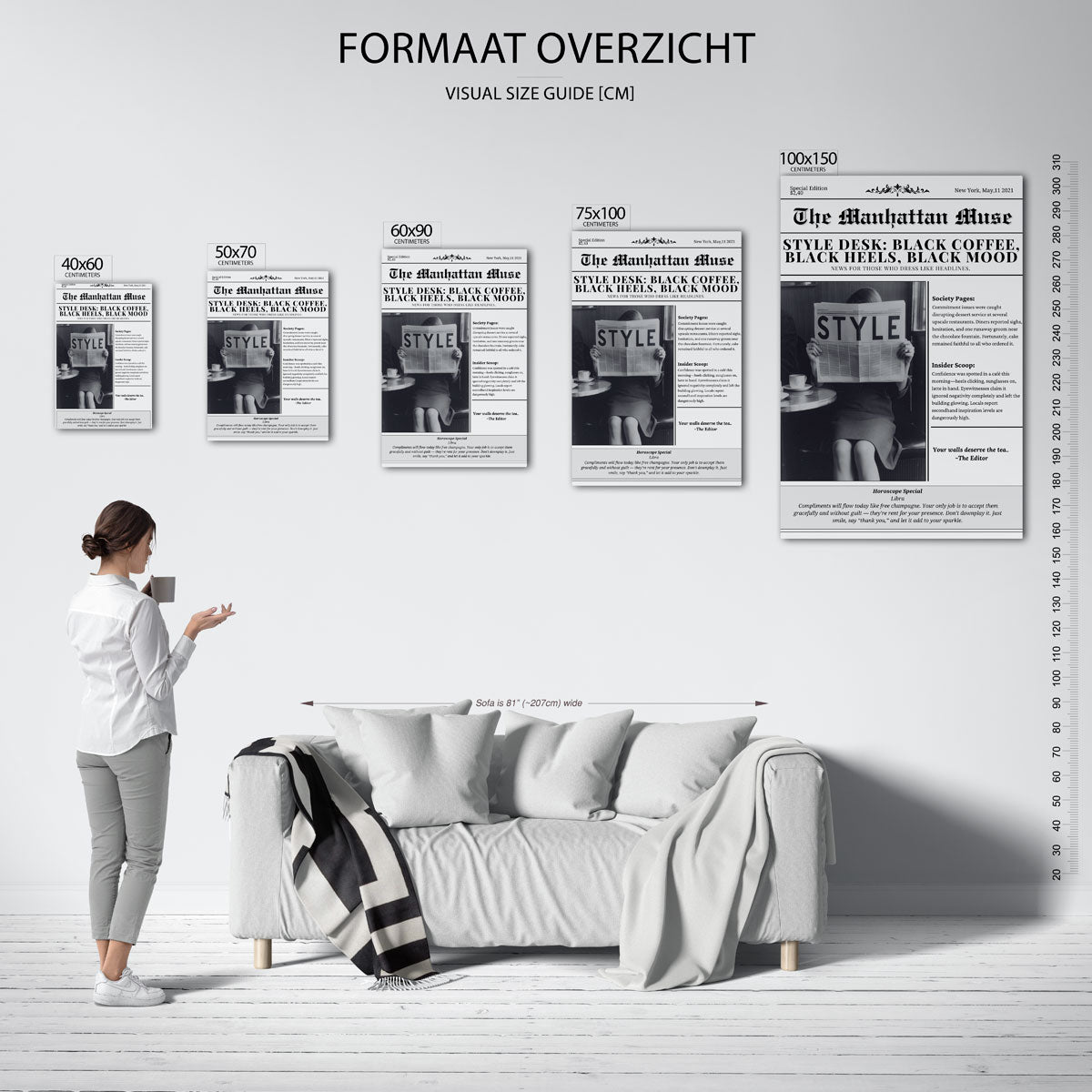 Krantensfeer – staand wanddecoratie kunstwerk