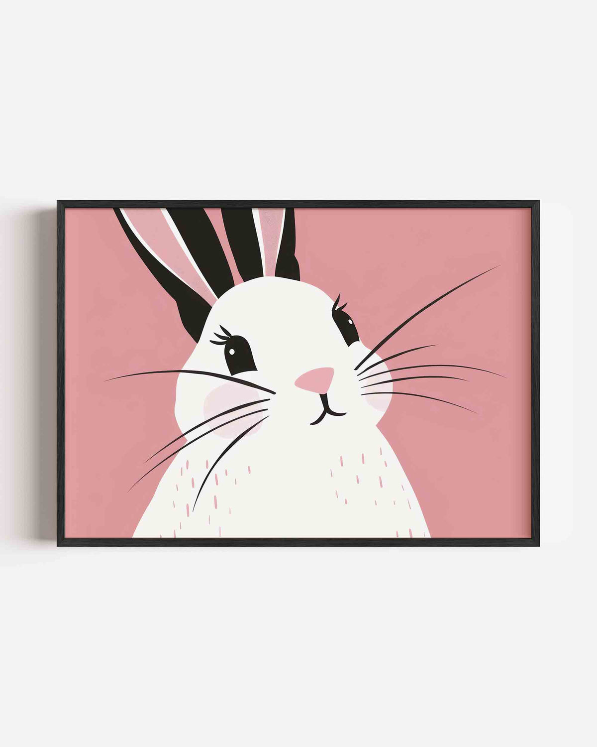 Konijn met roze achtergrond – landscape kinderposter als wanddecoratie
