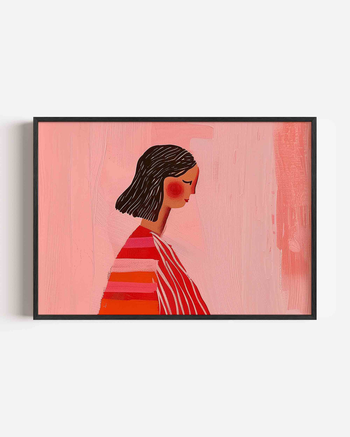 Vrouw met gestreepte trui – vrouwelijk portret als landscape poster
