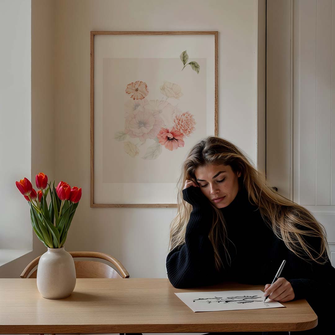 Romantische Bloemenpracht – bloemen poster in staand formaat