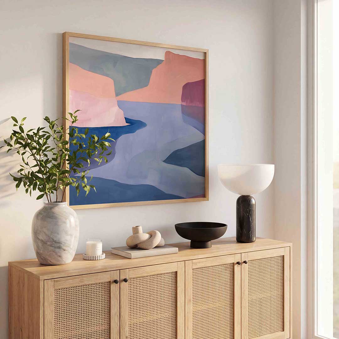 Abstracte landschapsvormen – kunst en design poster in vierkant formaat