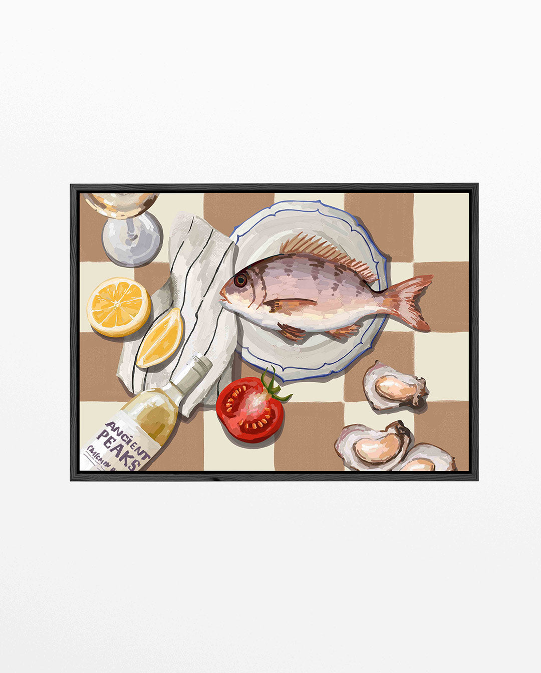 Vis en groenten compositie – Keuken kunstwerk – liggend keuken kunstwerk