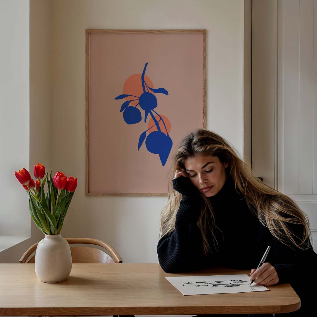 Moderne Fruit Silhouet – bloemen poster in staand formaat