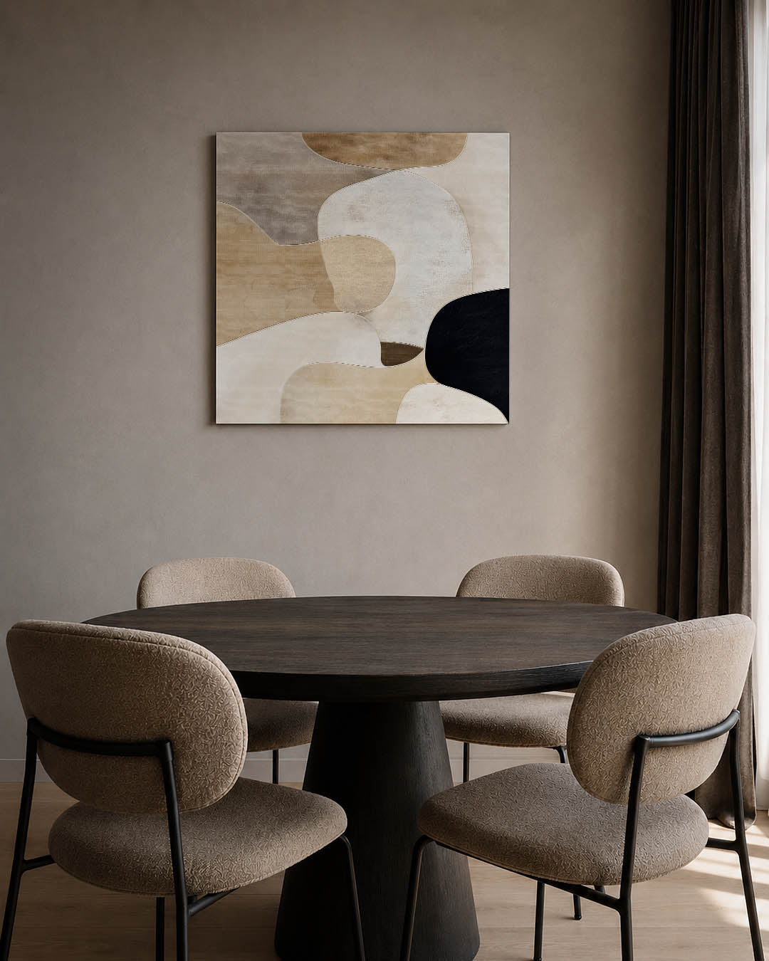 Organische vormen compositie kunstwerk – tweede productweergave – dit kunstwerk toont vloeiende, overlappende vormen in