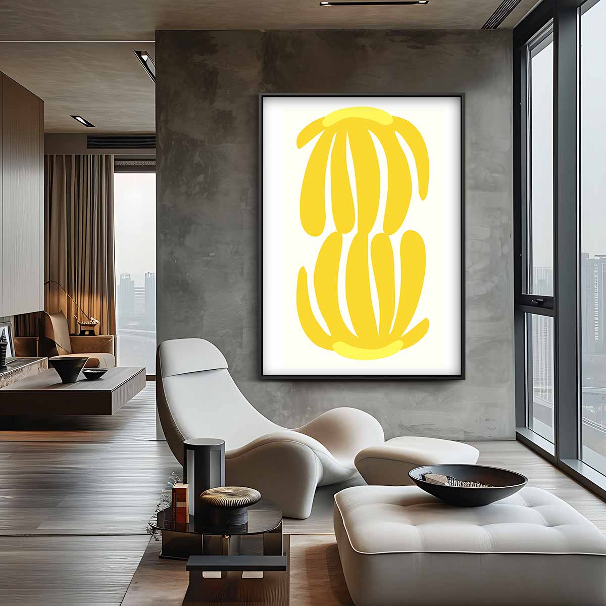 Speelse Bananenpracht – canvas kunstwerk als wanddecoratie