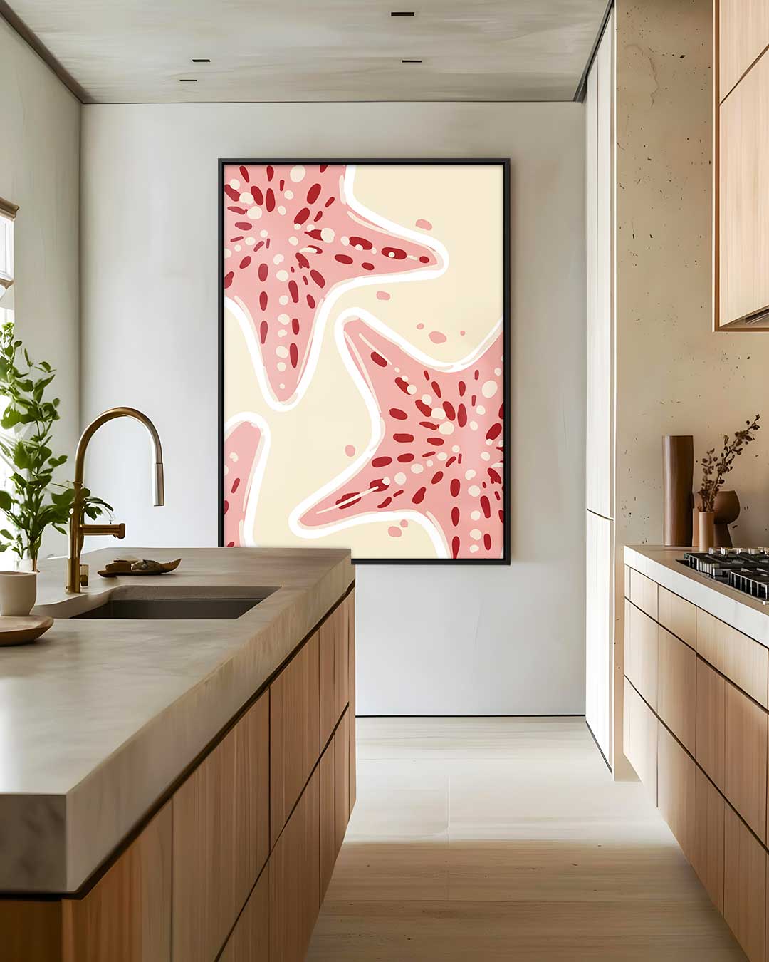 Speelse Zeester Print – staand kunstwerk voor modern interieur