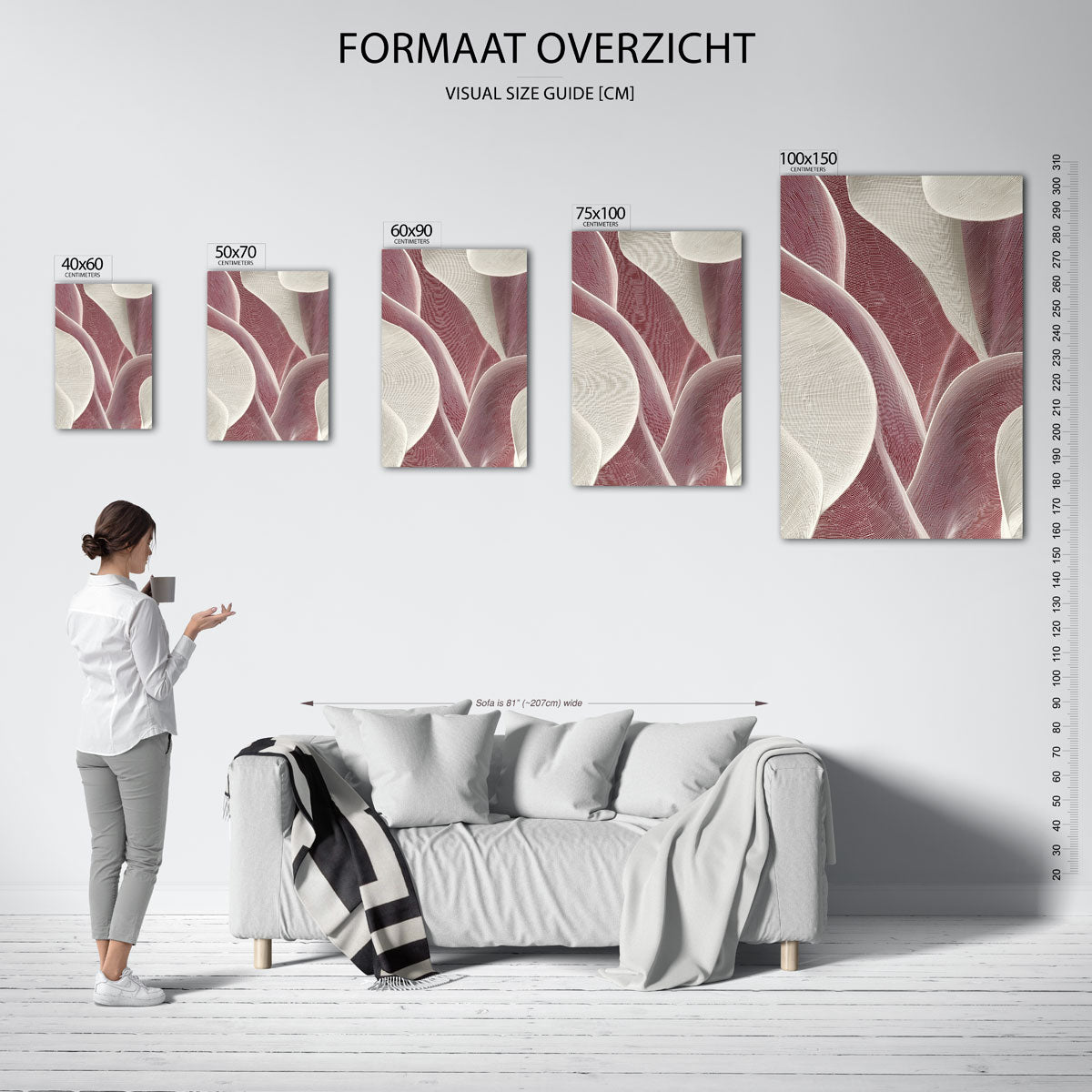 Golvende lijnen – staande wanddecoratie van WallArtistic