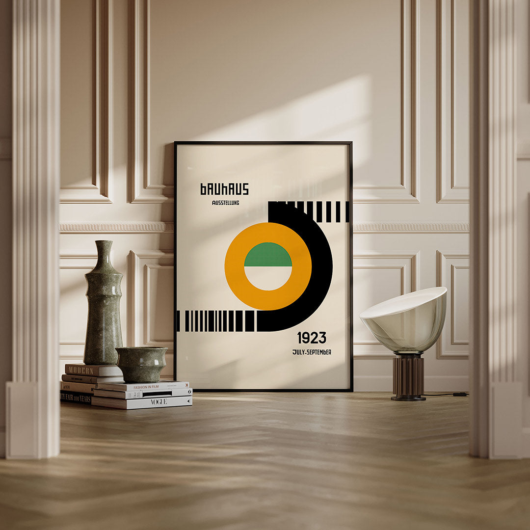 Grafische cirkelcompositie – moderne Bauhaus wandkunst als poster